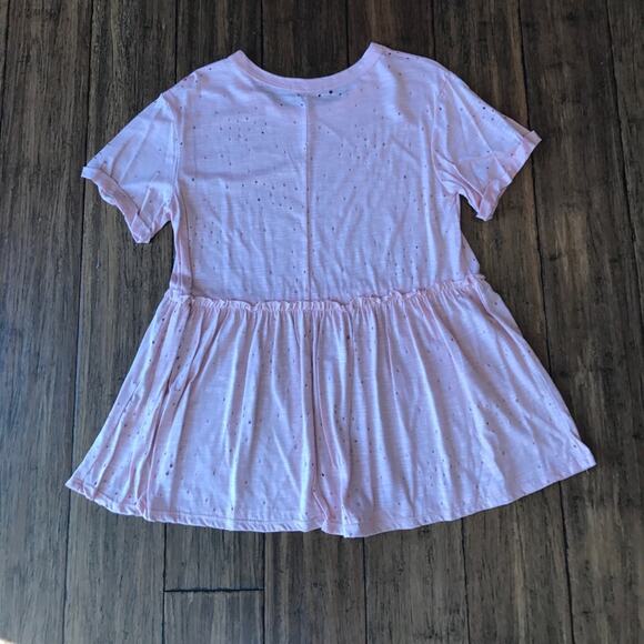 Babydoll Distressed Top Short Sleeve Pink [LAST 2] - Picture 7 of 7